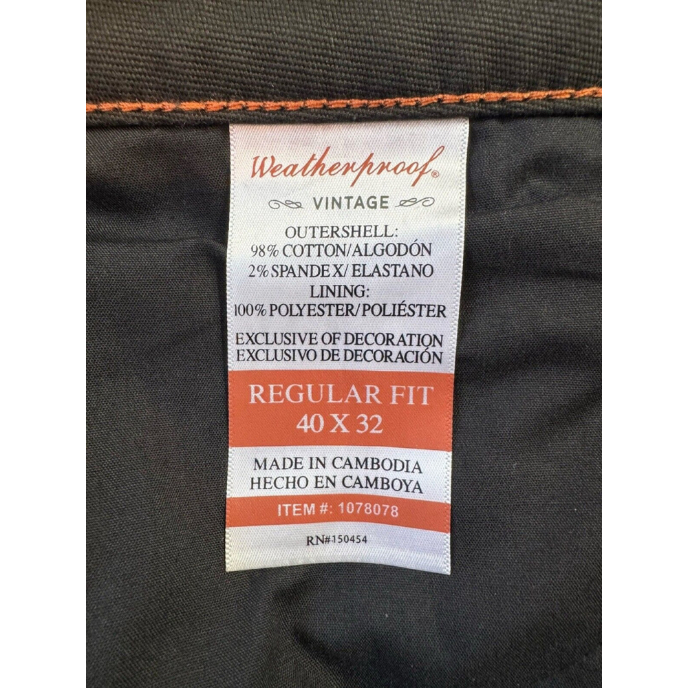 Weatherproof Vintage Men's Stretch Canvas Regular Fit Fleece-Lined Pants - Picture 5 of 5